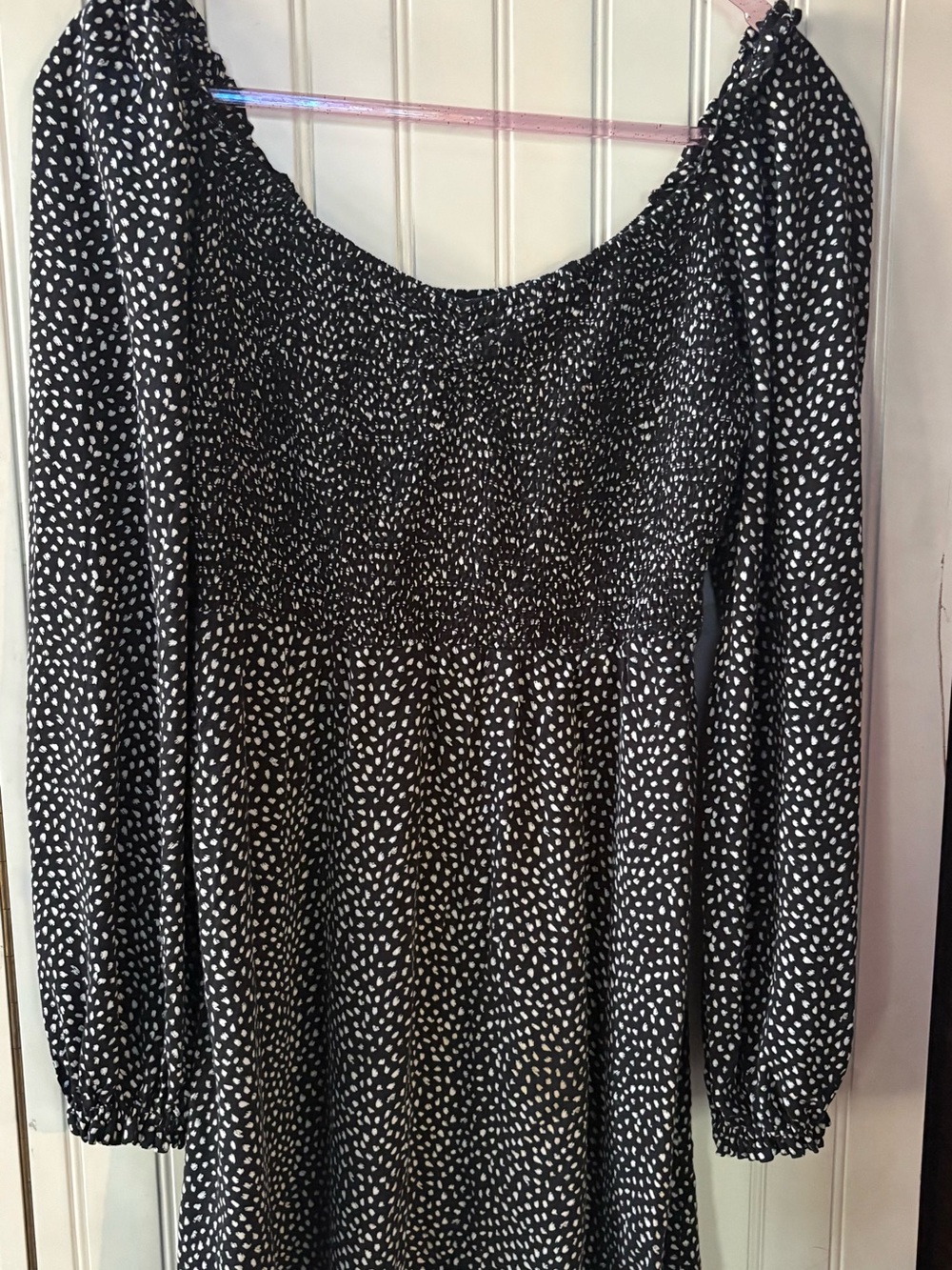 Hollister Black Dressy Tunic with White Dot Print